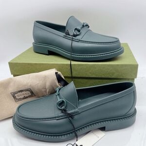GUCCI Stylish Green Men's Enameled Horsebit Moccasin